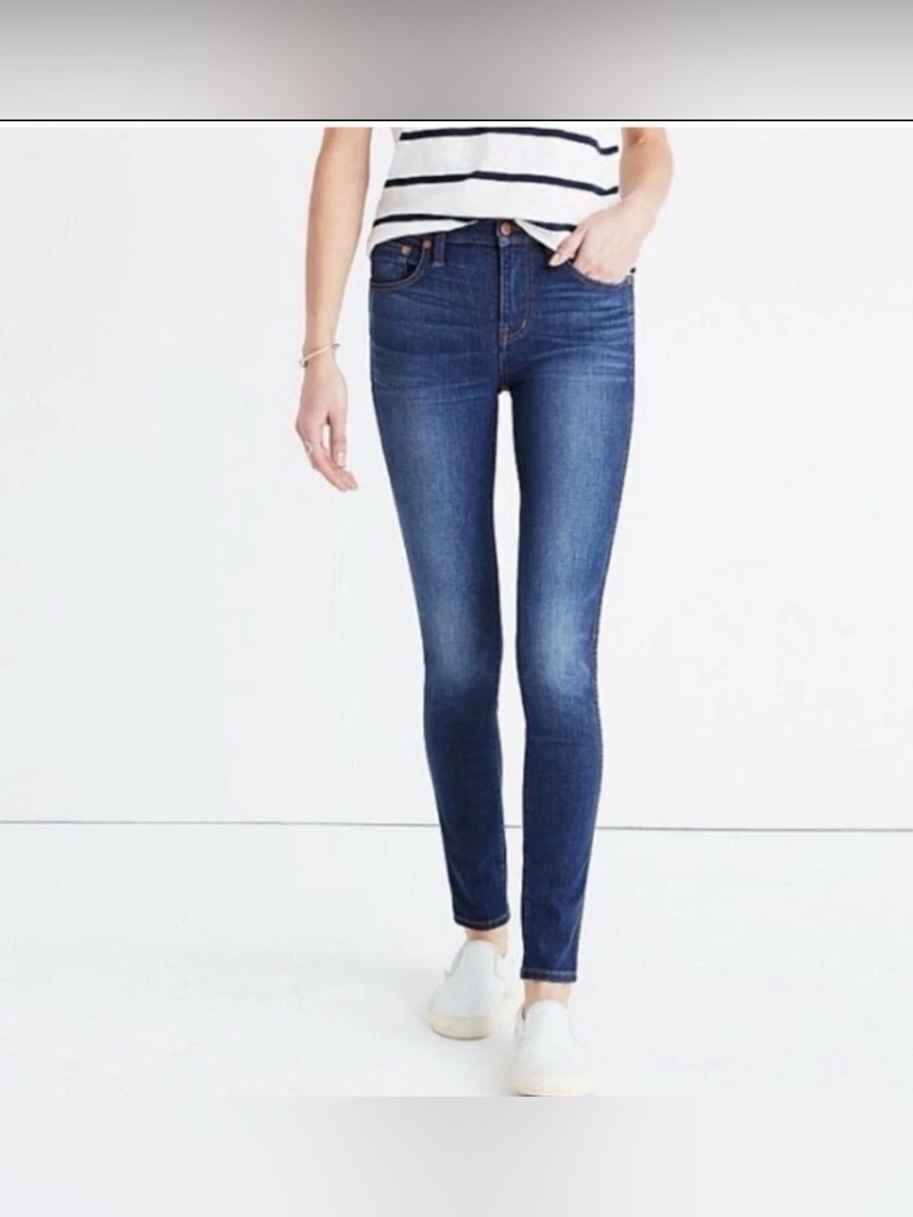 Madewell 9" High Rise Skinny Crop Dark Wash Stretch Denim Jeans 26